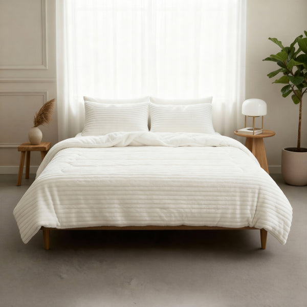 Dekbed Zonder Overtrek - Lazy Dekbed Rib Premium Beige Met Kussenslopen