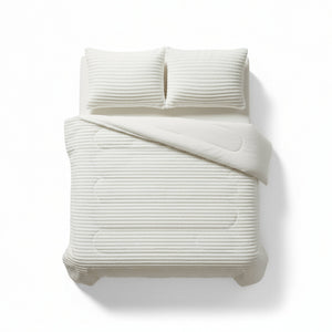 Dekbed Zonder Overtrek - Lazy Dekbed Rib Premium Beige Met Kussenslopen