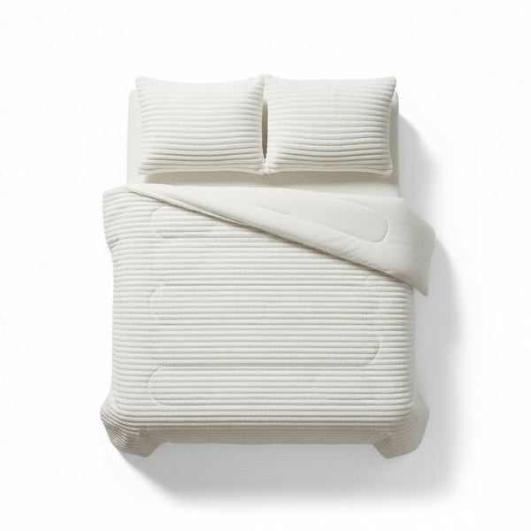 Dekbed Zonder Overtrek - Lazy Dekbed Rib Premium Beige Met Kussenslopen
