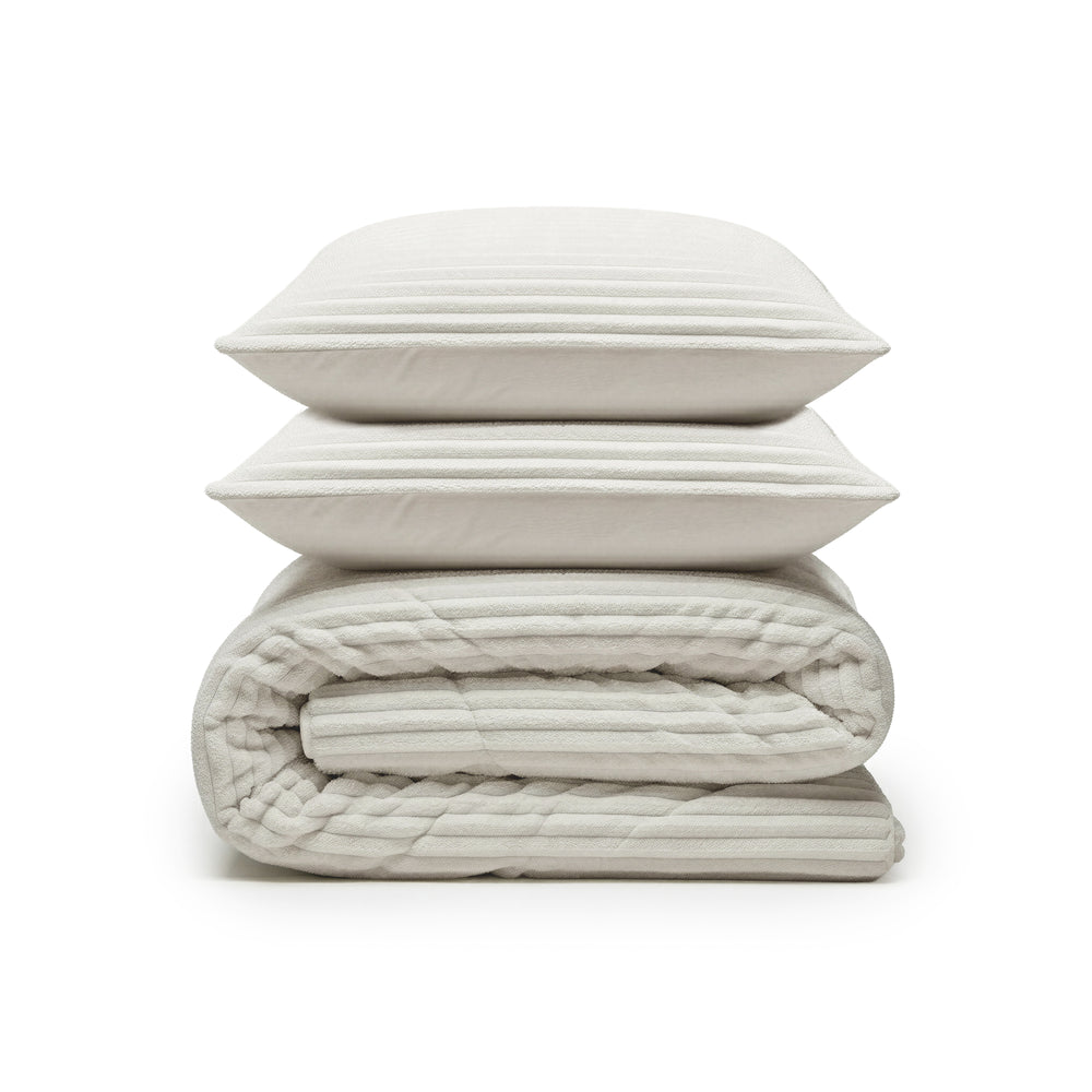 Dekbed Zonder Overtrek - Lazy Dekbed Rib Premium Beige Met Kussenslopen
