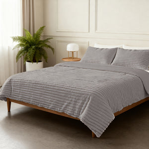 Dekbed Zonder Overtrek - Lazy Dekbed Rib premium Taupe/Grijs