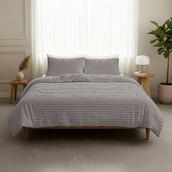 Dekbed Zonder Overtrek - Lazy Dekbed Rib premium Taupe/Grijs