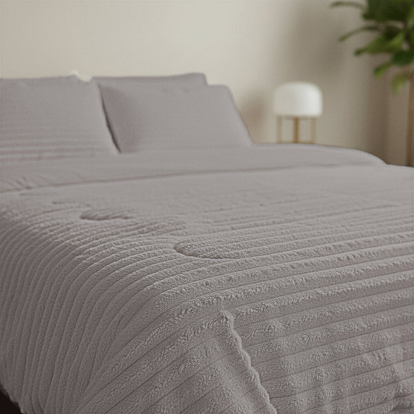 Dekbed Zonder Overtrek - Lazy Dekbed Rib premium Taupe/Grijs