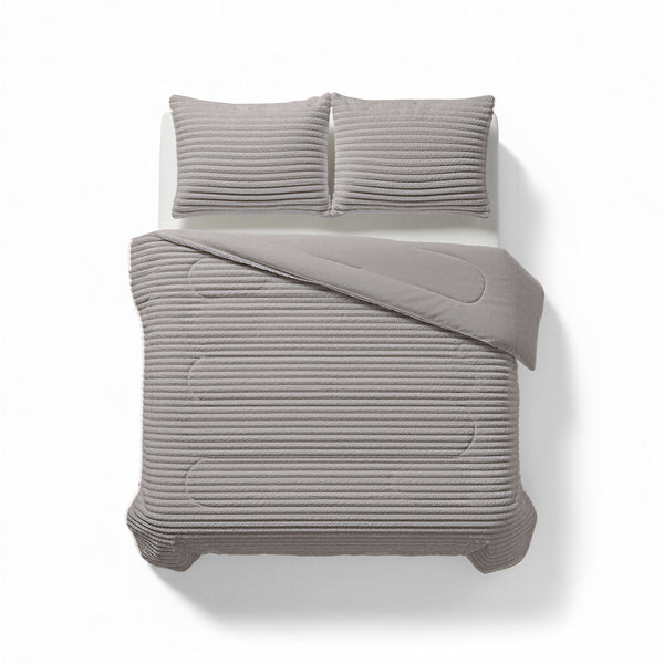 Dekbed Zonder Overtrek - Lazy Dekbed Rib premium Taupe/Grijs