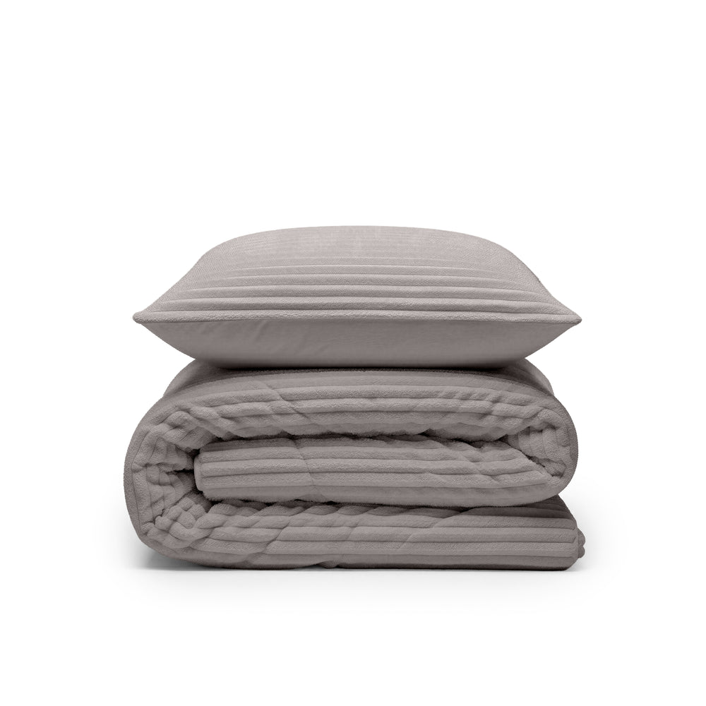 Dekbed Zonder Overtrek - Lazy Dekbed Rib premium Taupe/Grijs