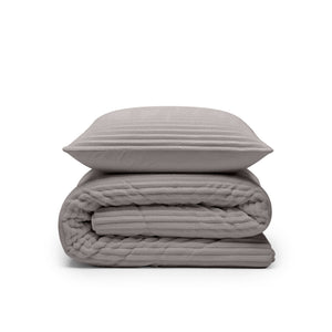 Dekbed Zonder Overtrek - Lazy Dekbed Rib premium Taupe/Grijs