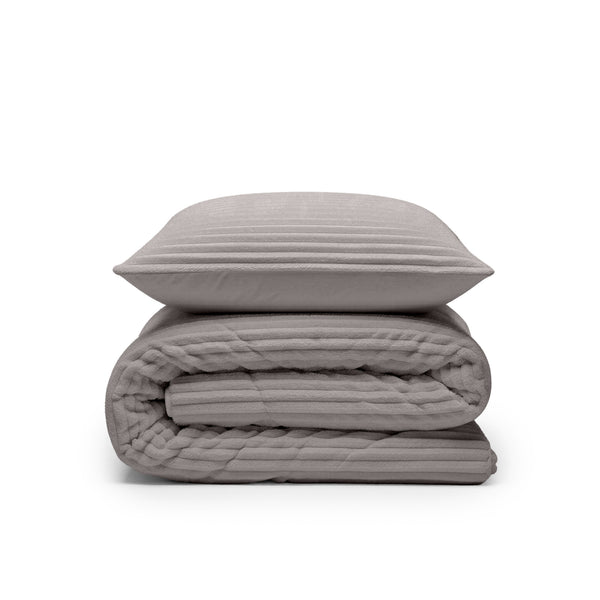 Dekbed Zonder Overtrek - Lazy Dekbed Rib premium Taupe/Grijs