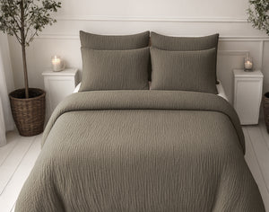 Lazy Dekbed Mousseline Taupe Met Kussenslopen (100% Katoen)