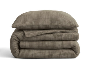 Lazy Dekbed Mousseline Taupe Met Kussenslopen (100% Katoen)