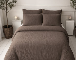 Lazy Dekbed Mousseline Donker Taupe Met Kussenslopen (100% Katoen)
