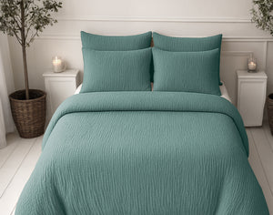 Lazy Dekbed Mousseline Groen Met Kussenslopen (100% Katoen)