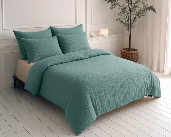 Lazy Dekbed Mousseline Groen Met Kussenslopen (100% Katoen)