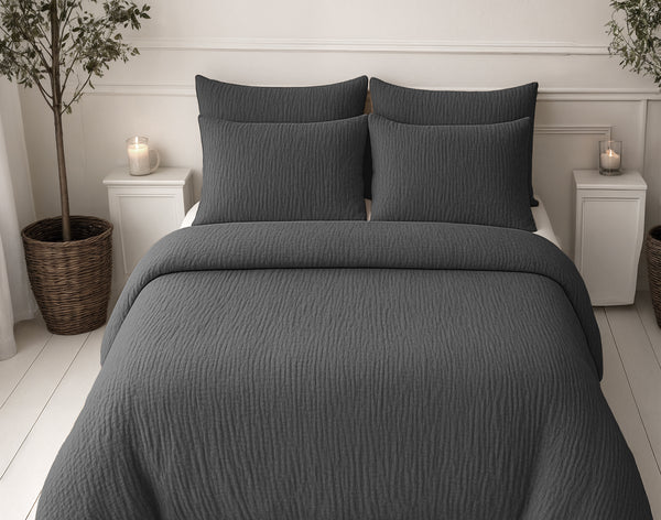 Lazy Dekbed Mousseline Antraciet Met Kussenslopen (100% Katoen)