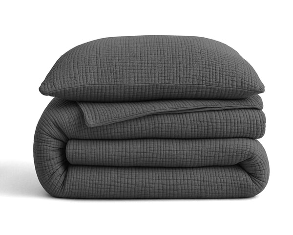 Lazy Dekbed Mousseline Antraciet Met Kussenslopen (100% Katoen)