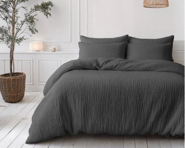 Lazy Dekbed Mousseline Antraciet Met Kussenslopen (100% Katoen)