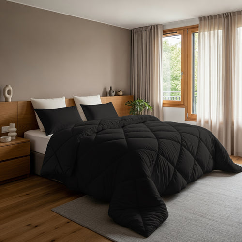 Lazy Dekbed Diamond Zwart Met Kussenslopen