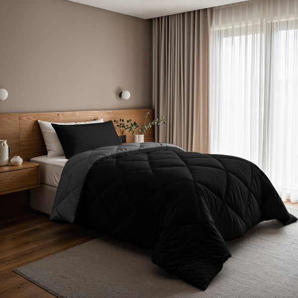 Lazy Dekbed Diamond Zwart / Antraciet