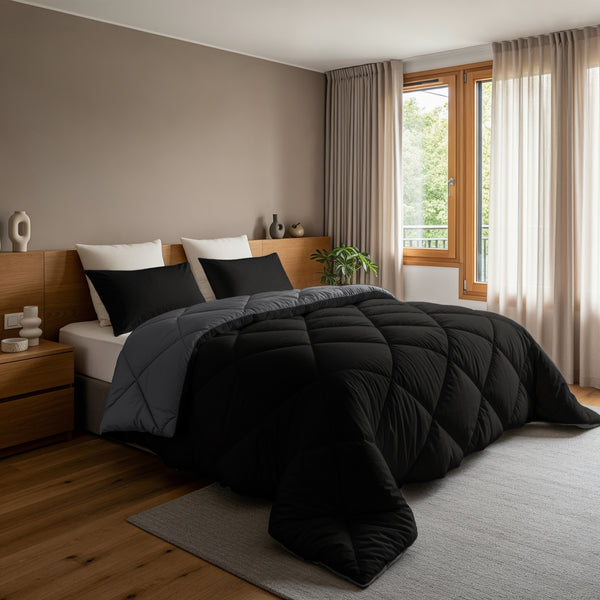 Lazy Dekbed Diamond Zwart / Antraciet