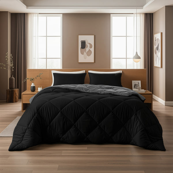 Lazy Dekbed Diamond Zwart / Antraciet