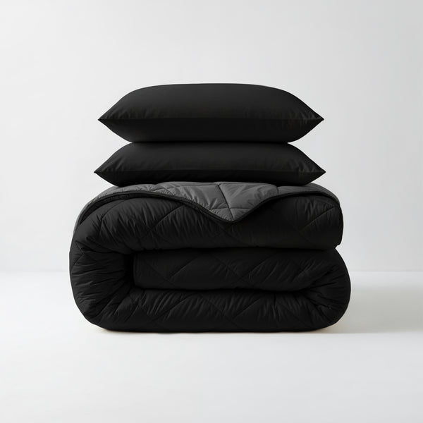 Lazy Dekbed Diamond Zwart / Antraciet