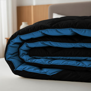 Lazy Dekbed Diamond Zwart / Zee Blauw
