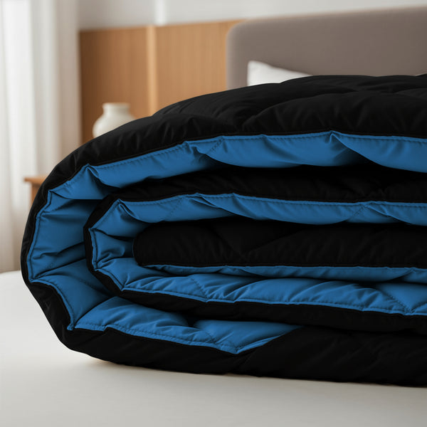 Lazy Dekbed Diamond Zwart / Zee Blauw