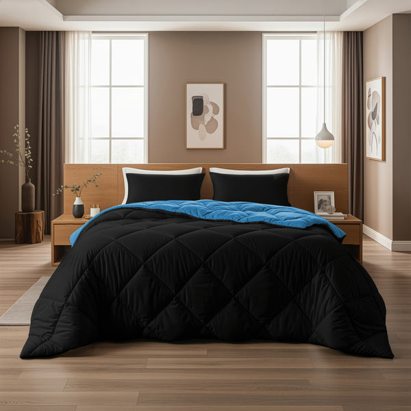 Lazy Dekbed Diamond Zwart / Zee Blauw