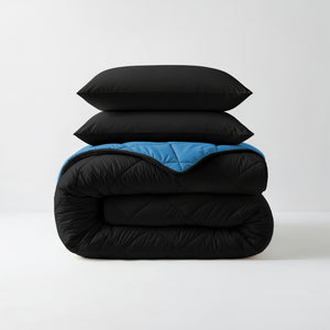 Lazy Dekbed Diamond Zwart / Zee Blauw