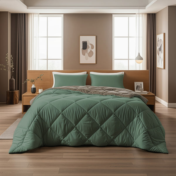 Lazy Dekbed Diamond Groen/Kaki