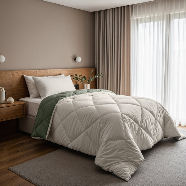 Lazy Dekbed Diamond Crème/Groen