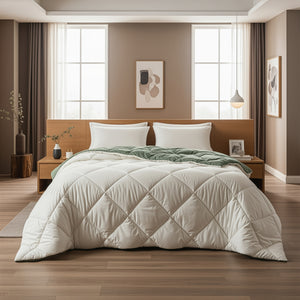 Lazy Dekbed Diamond Crème/Groen
