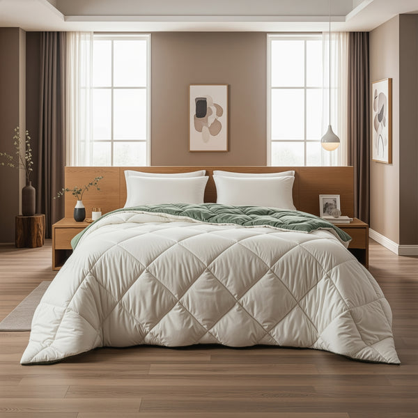 Lazy Dekbed Diamond Crème/Groen