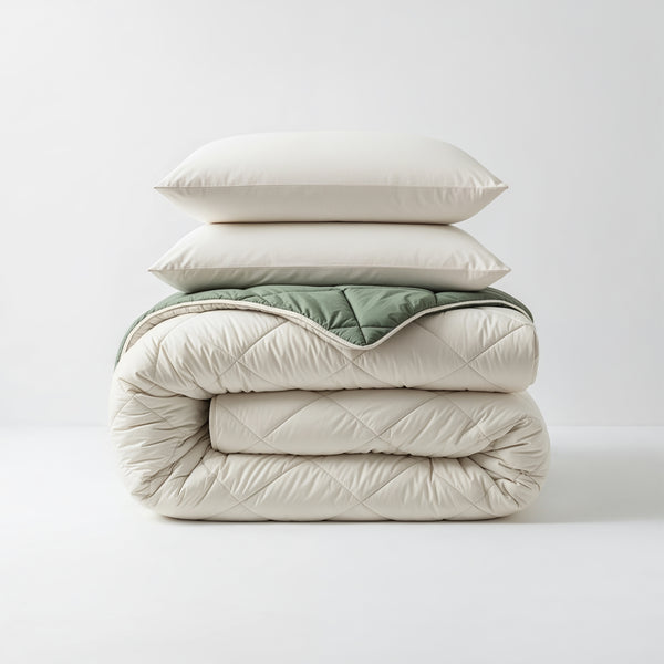 Lazy Dekbed Diamond Crème/Groen
