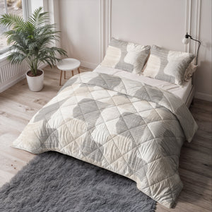 Lazy Dekbed Katoen Checkered Beige/Grijs