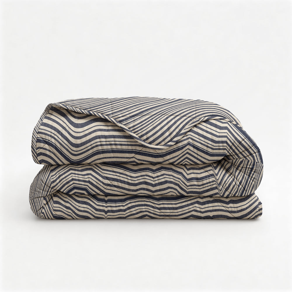 Dekbed Zonder Overtrek - Stripy Beige/Blauw (100% Katoen)