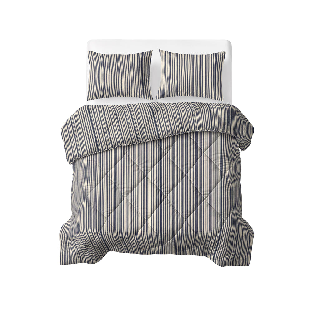 Lazy Dekbed Katoen Stripy Beige/Blauw