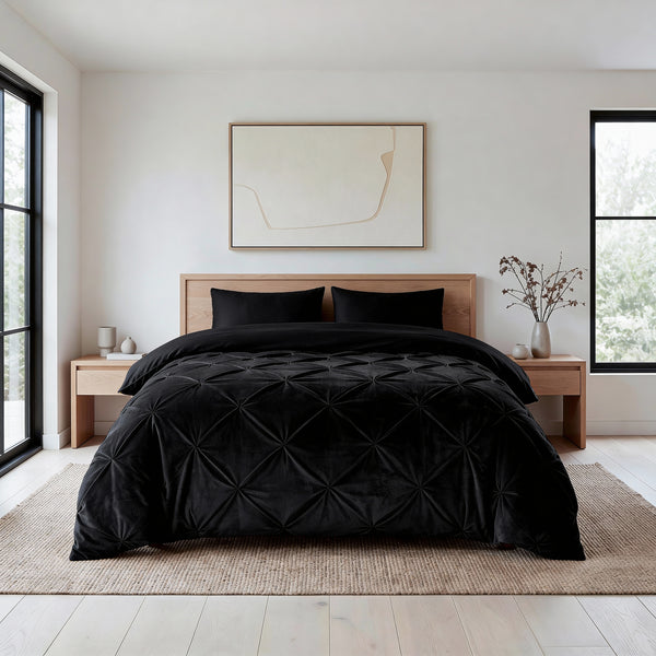 Dekbed Zonder Overtrek - Easy Velvet Pintuck Zwart