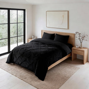 Dekbed Zonder Overtrek - Easy Velvet Pintuck Zwart