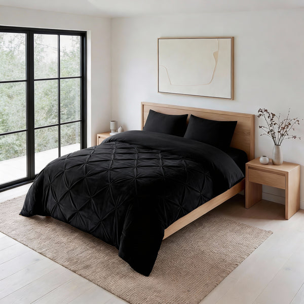 Dekbed Zonder Overtrek - Easy Velvet Pintuck Zwart