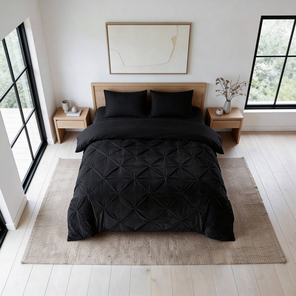 Dekbed Zonder Overtrek - Easy Velvet Pintuck Zwart