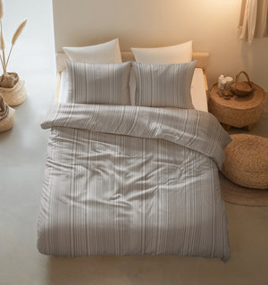 Dekbedovertrek - Pinstripe Taupe 100% katoen
