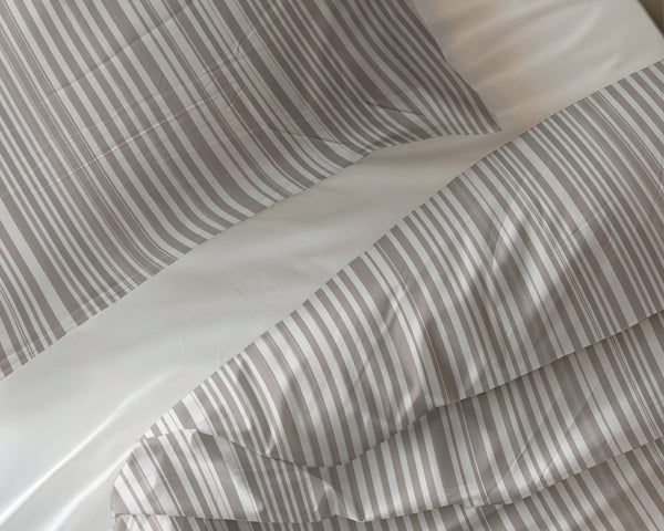 Dekbedovertrek - Pinstripe Taupe 100% katoen