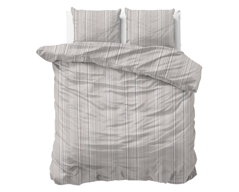 Dekbedovertrek - Pinstripe Taupe 100% katoen