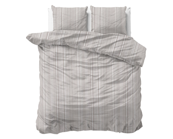 Dekbedovertrek - Pinstripe Taupe 100% katoen