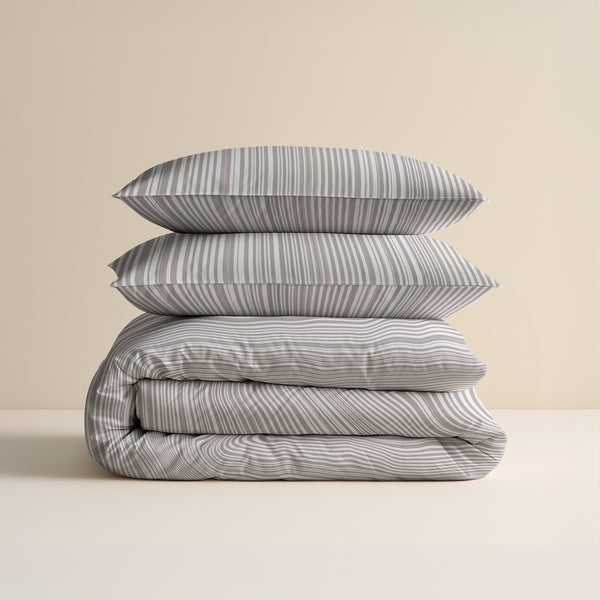 Dekbedovertrek - Pinstripe Taupe 100% katoen