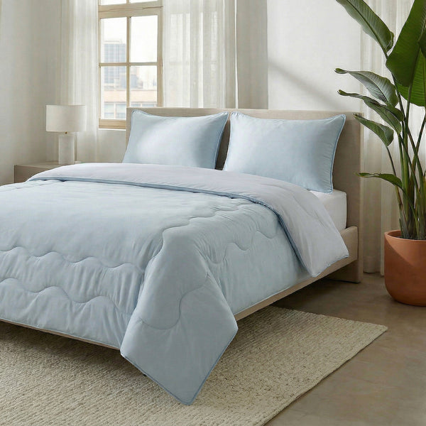 Kühlende Sommerdecke mit Bezug in 1 – Blue Cell Cooling – inkl. Kissenbezüge (Blau)