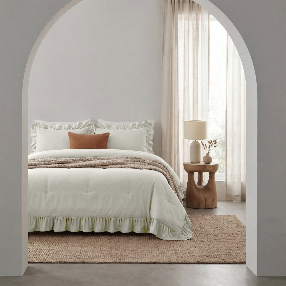 Dekbed Zonder Overtrek - Easy Dekbed Ruffles Gebroken Wit