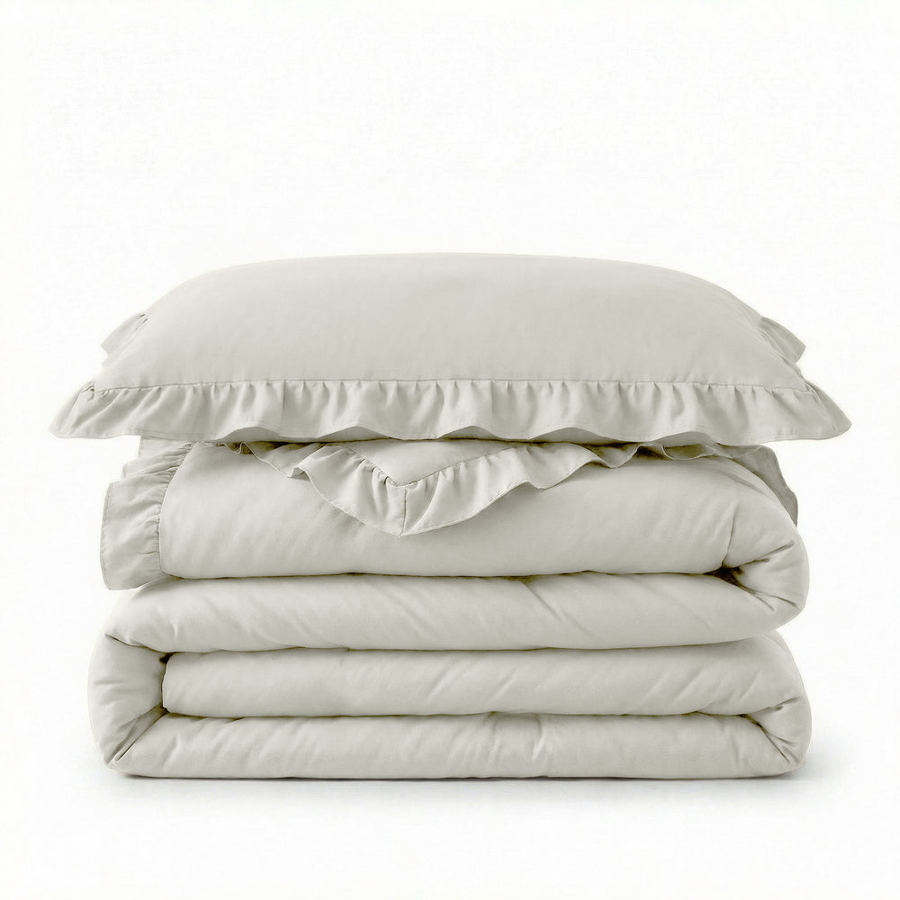 Dekbed Zonder Overtrek - Easy Dekbed Ruffles Gebroken Wit