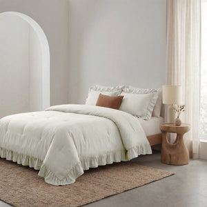 Dekbed Zonder Overtrek - Easy Dekbed Ruffles Gebroken Wit