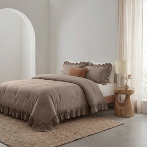 Dekbed Zonder Overtrek - Easy Dekbed Ruffles Taupe